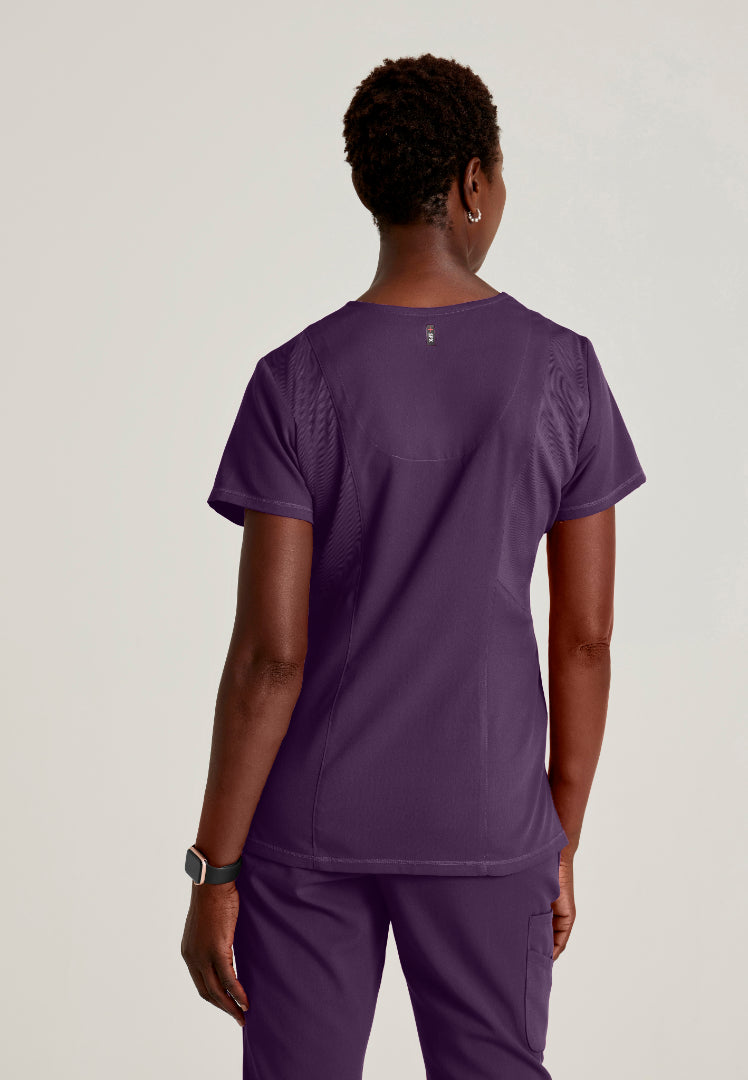 Serena 3-Pocket Ribbed Scrub Top - Eggplant