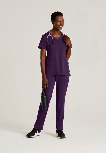 Serena 3-Pocket Ribbed Scrub Top - Eggplant