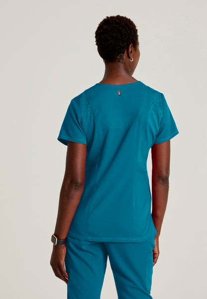 Blusa médica acanalada de 3 bolsillos Serena - Bahama