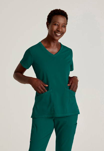 Blusa médica acanalada de 3 bolsillos Serena - Hunter