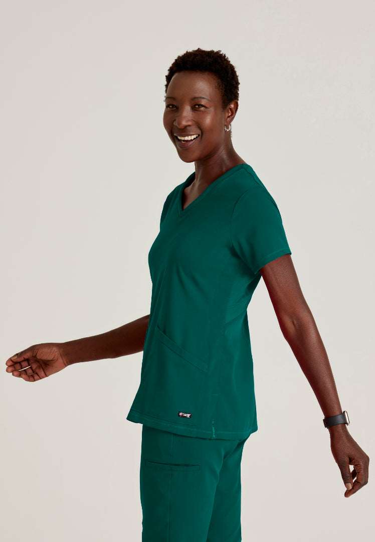 Blusa médica acanalada de 3 bolsillos Serena - Hunter