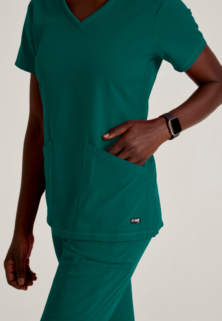 Blusa médica acanalada de 3 bolsillos Serena - Hunter