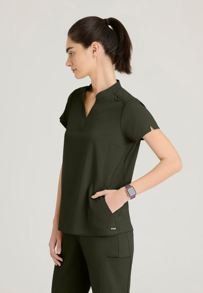Blusa médica de dos bolsillos Avery - Verde oliva