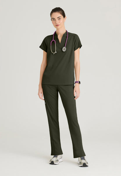 Blusa médica de dos bolsillos Avery - Verde oliva