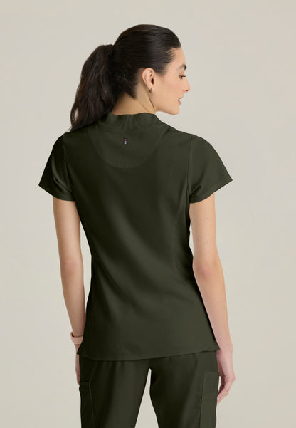 Kristi 2-Pocket Zip Front Scrub Top - Olive