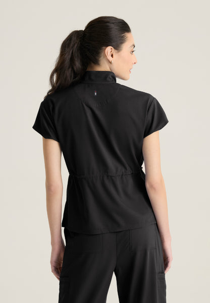 Nina 2-Pocket Mock Neck Scrub Top - Black