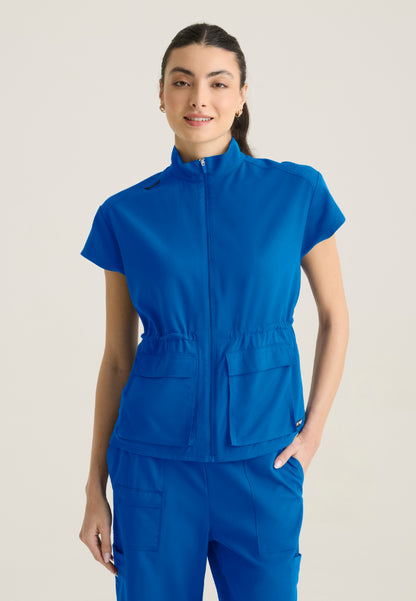 Nina 2-Pocket Mock Neck Scrub Top - New Royal