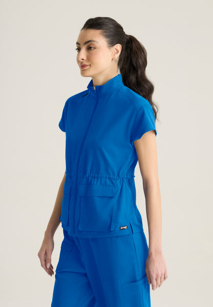 Nina 2-Pocket Mock Neck Scrub Top - New Royal