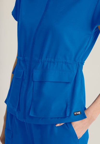 Nina 2-Pocket Mock Neck Scrub Top - New Royal