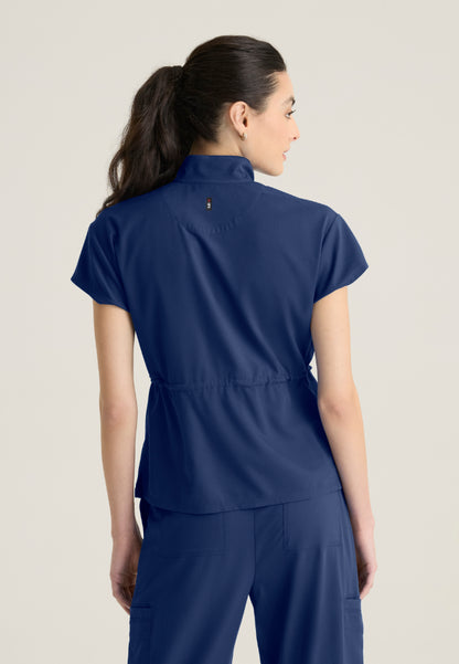Nina 2-Pocket Mock Neck Scrub Top - Indigo