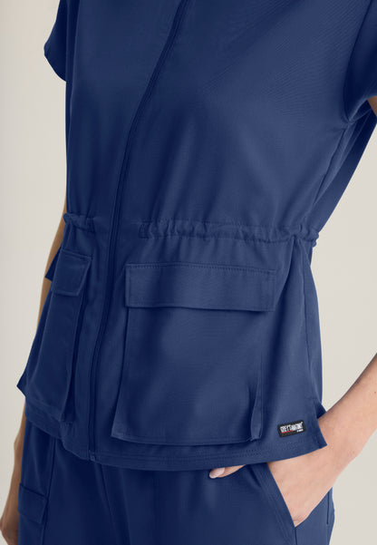 Nina 2-Pocket Mock Neck Scrub Top - Indigo