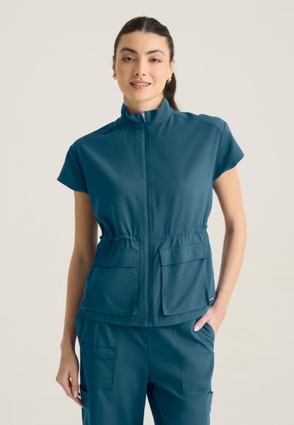 Nina 2-Pocket Mock Neck Scrub Top - Bahama