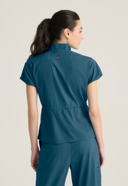 Nina 2-Pocket Mock Neck Scrub Top - Bahama