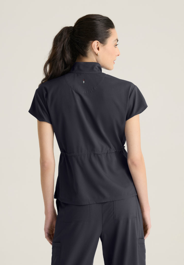 Nina 2-Pocket Mock Neck Scrub Top - Steel