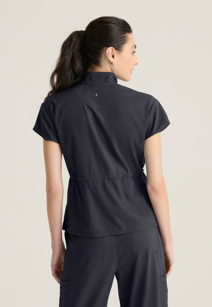 Nina 2-Pocket Mock Neck Scrub Top - Steel