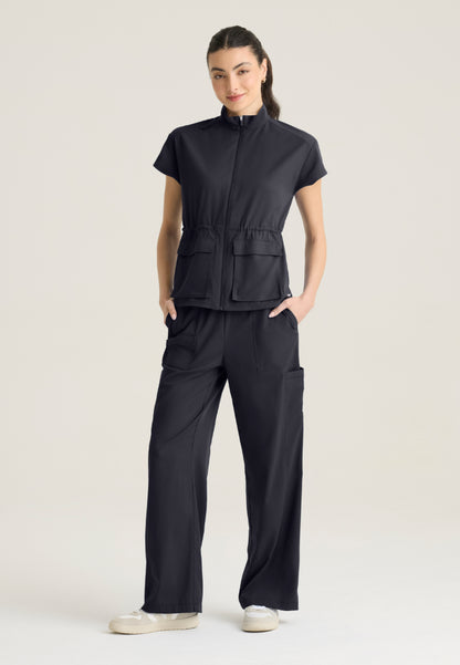 Nina 2-Pocket Mock Neck Scrub Top - Steel