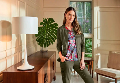 Grey's Anatomy™ Spandex Stretch "Serena" 7-Pocket Mid-Rise Tapered Leg Scrub Pant - Olive - The Uniform Store