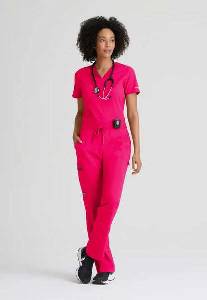 Grey's Anatomy™ Spandex Stretch "Bree" 1-Pocket Tuck In Top - Vibrance Pink - The Uniform Store