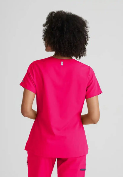 Grey's Anatomy™ Spandex Stretch "Bree" 1-Pocket Tuck In Top - Vibrance Pink - The Uniform Store