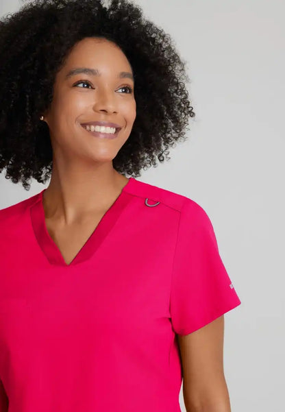 Grey's Anatomy™ Spandex Stretch "Bree" 1-Pocket Tuck In Top - Vibrance Pink - The Uniform Store