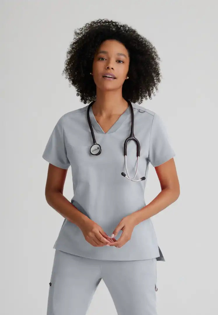 Grey's Anatomy™ Spandex Stretch "Bree" 1-Pocket Tuck In Top - Moonstruck - The Uniform Store