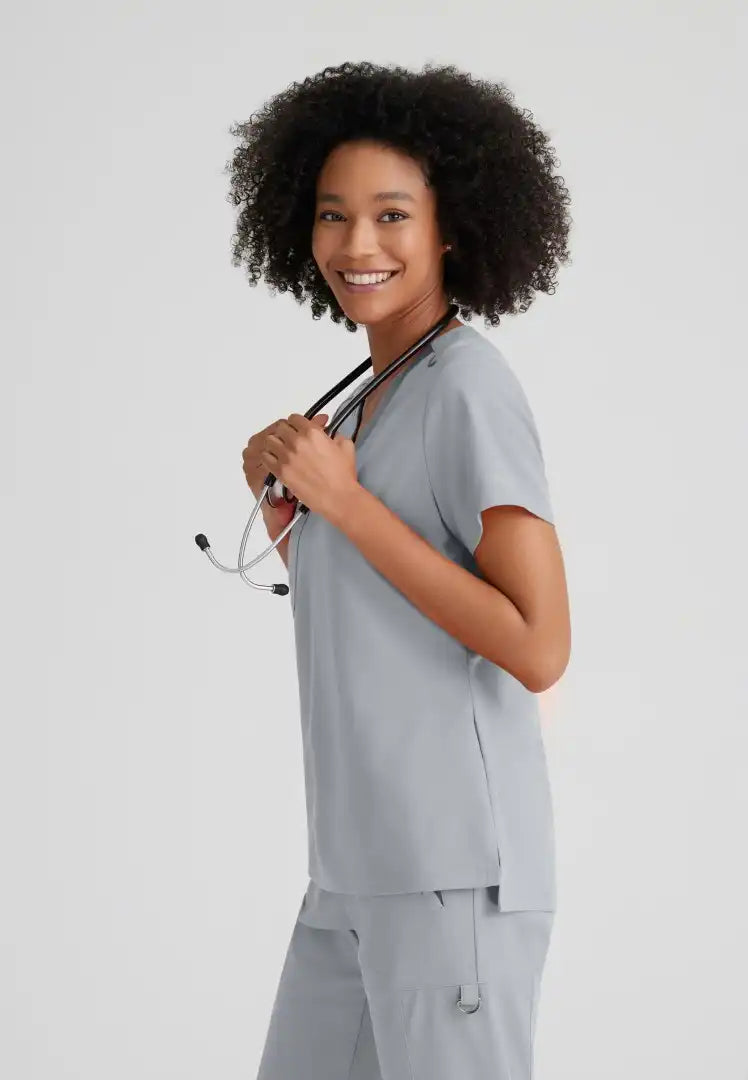 Grey's Anatomy™ Spandex Stretch "Bree" 1-Pocket Tuck In Top - Moonstruck - The Uniform Store