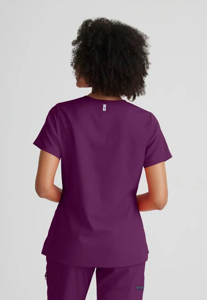 Grey's Anatomy™ Spandex Stretch "Bree" 1-Pocket Tuck In Top - Wine - The Uniform Store