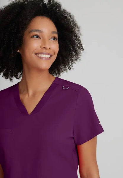 Grey's Anatomy™ Spandex Stretch "Bree" 1-Pocket Tuck In Top - Wine - The Uniform Store