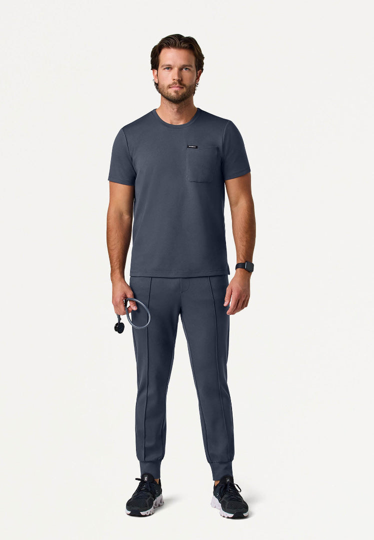 Finn Crewneck UltraSOFT Scrub Top - Carbon Gray
