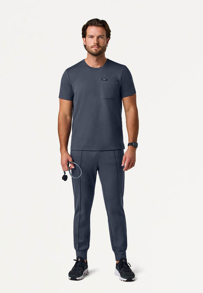 Finn Crewneck UltraSOFT Scrub Top - Carbon Gray