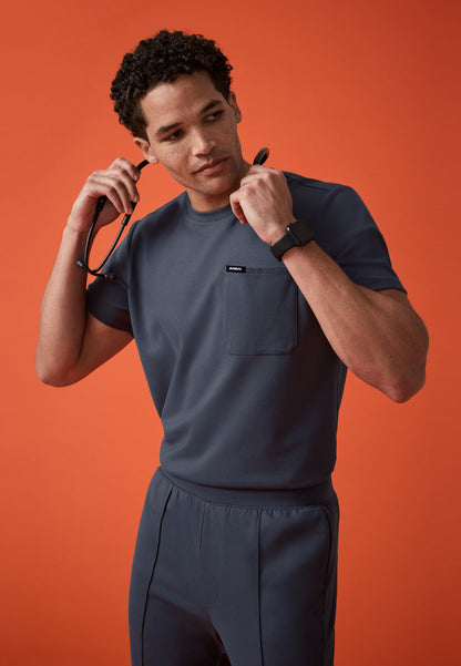 Finn Crewneck UltraSOFT Scrub Top - Carbon Gray