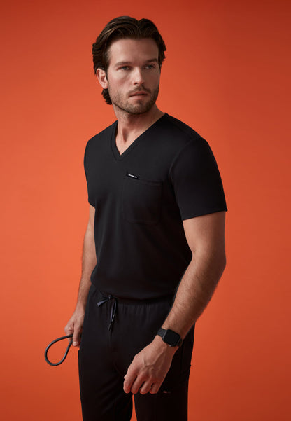 Asher Slim UltraSOFT Scrub Top - Black