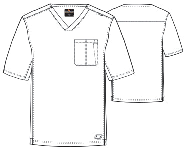 Line Drawing for Structure 1-Pocket V-Neck Scrub Top - Pewter