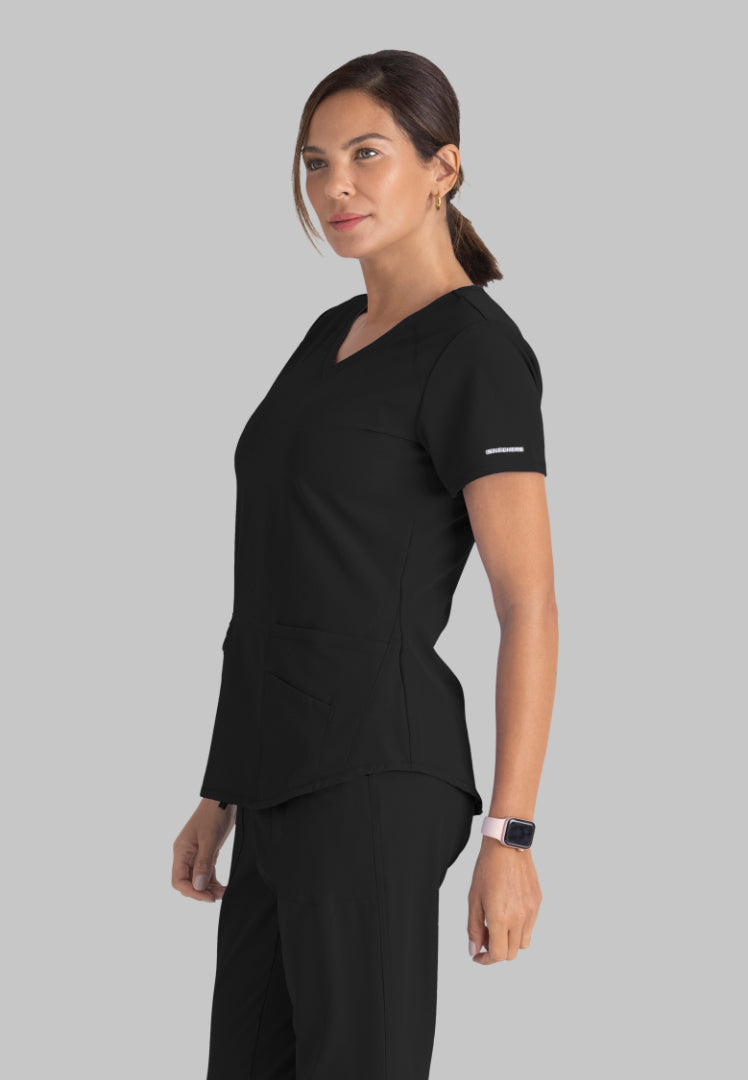 Sketchers™ "Breeze" V-Neck Scrub Top - Black