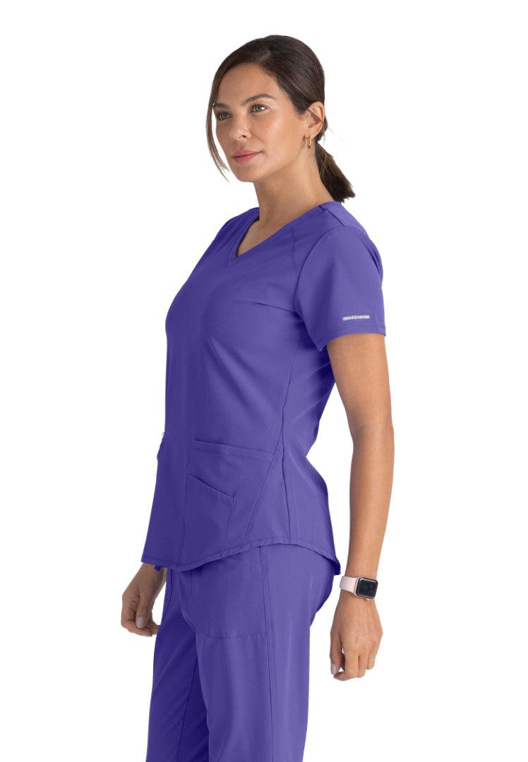 Sketchers™ "Breeze" V-Neck Scrub Top - New Grape