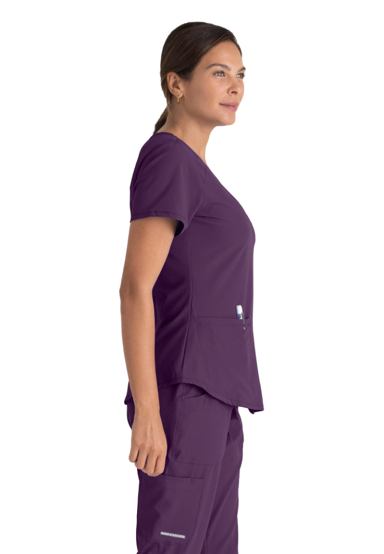 Sketchers™ "Breeze" V-Neck Scrub Top - Eggplant