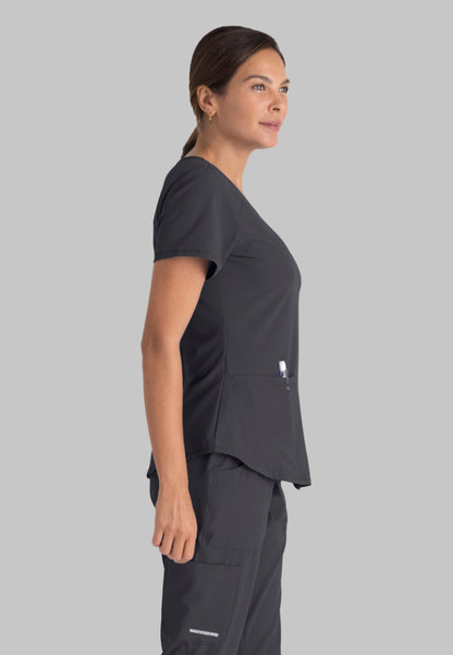Blusa médica Breeze con cuello en V - Peltre