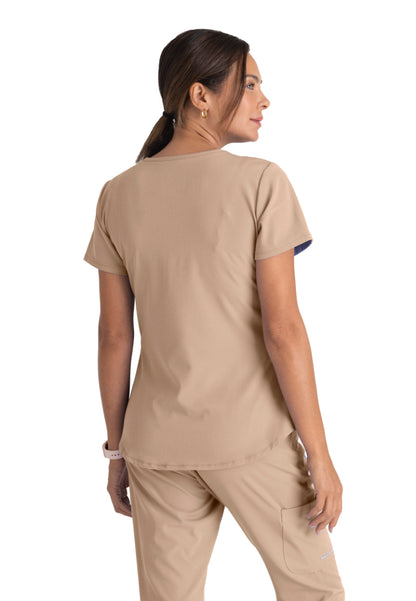 Blusa médica Breeze con cuello en V - Caqui