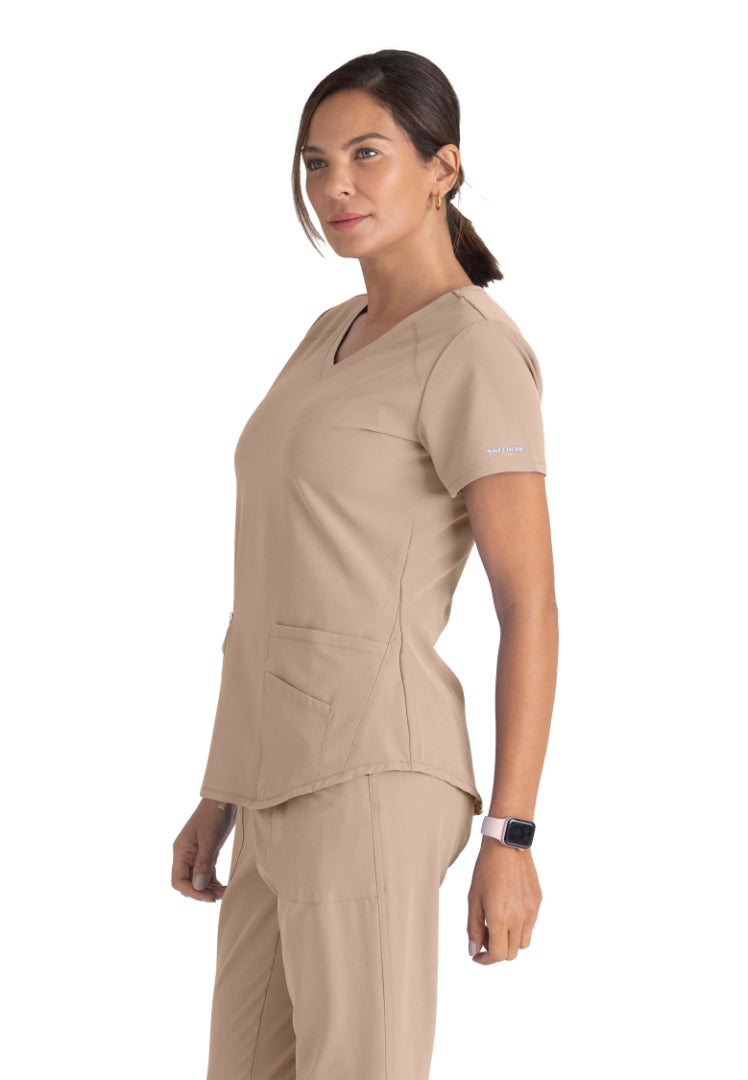 Sketchers™ "Breeze" V-Neck Scrub Top - New Khaki