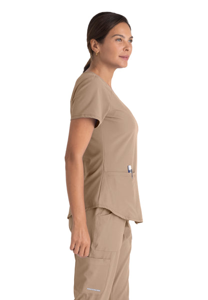 Blusa médica Breeze con cuello en V - Caqui