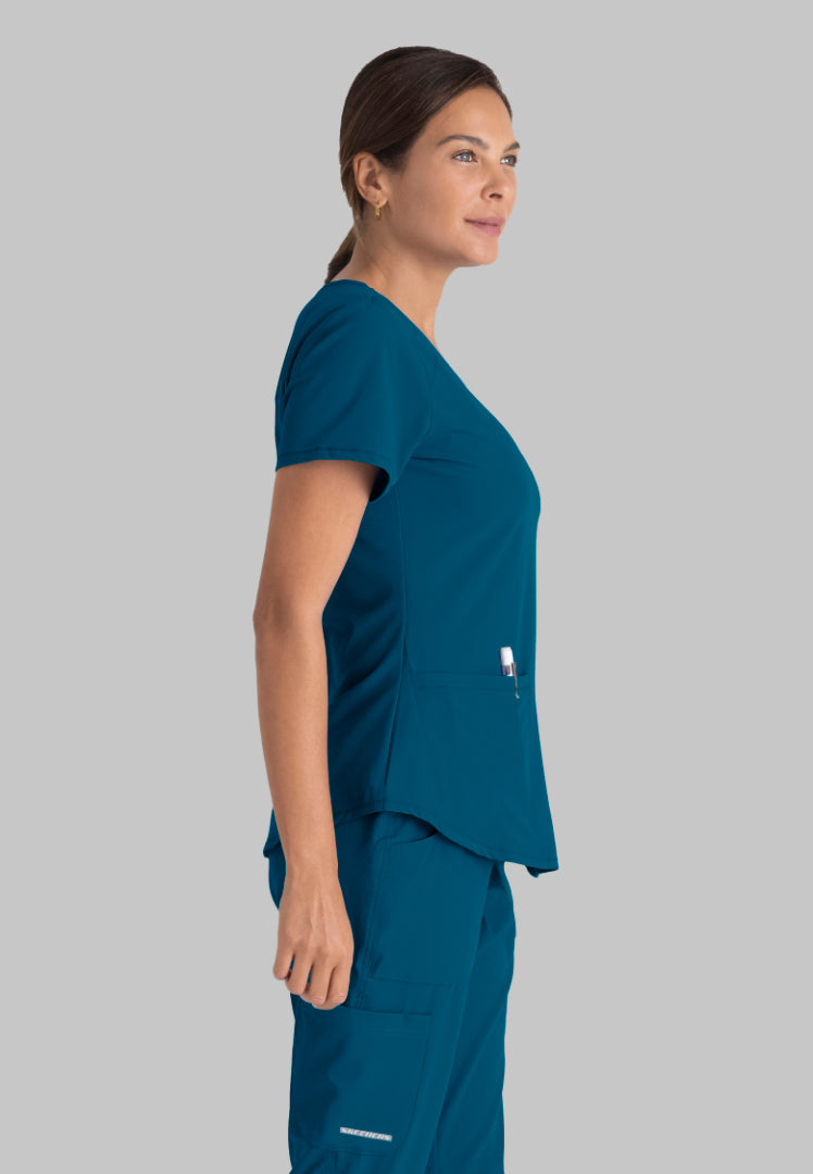 Sketchers™ "Breeze" V-Neck Scrub Top - Bahama