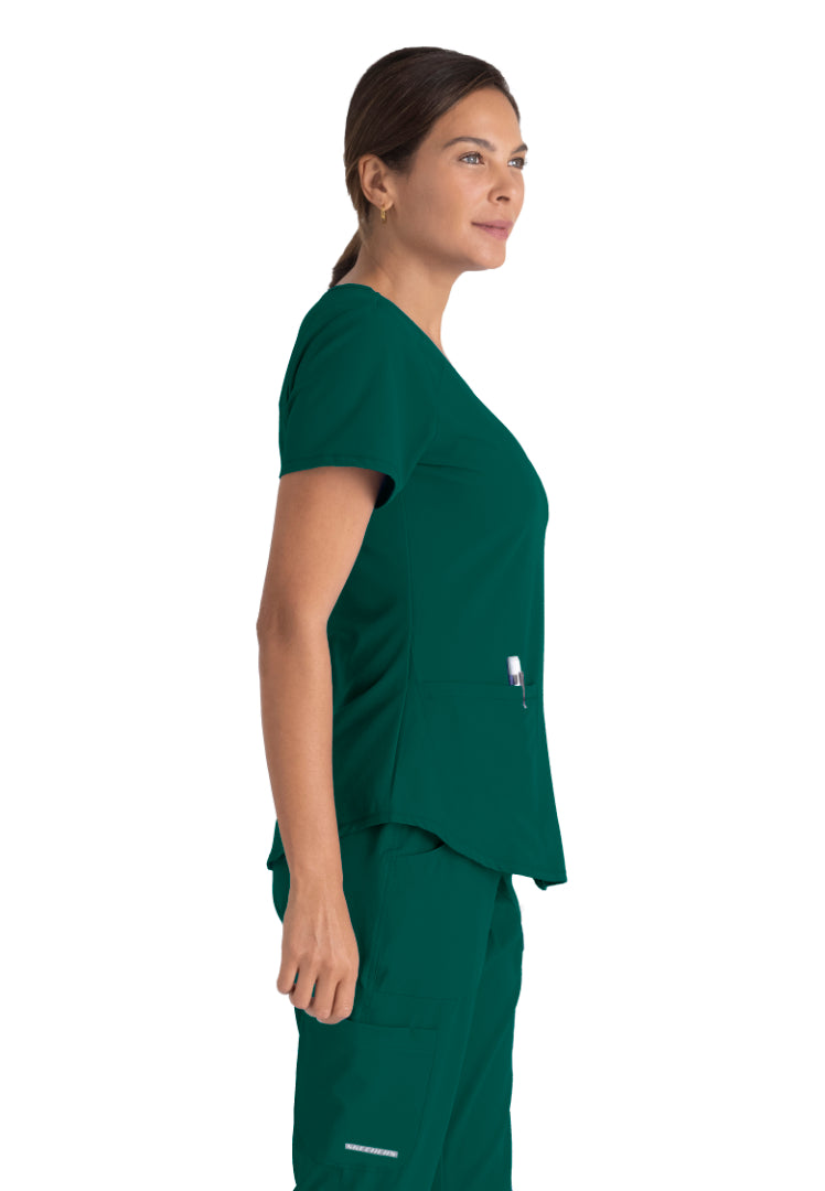 Sketchers™ "Breeze" V-Neck Scrub Top - Hunter Green