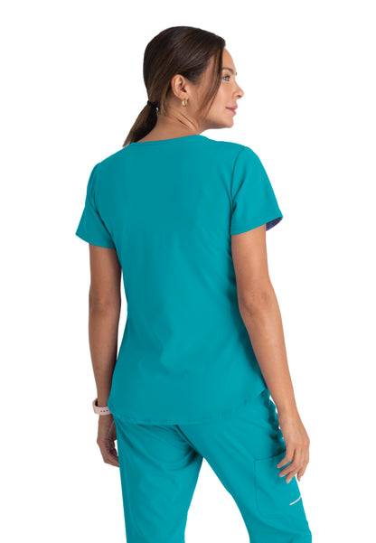 Blusa médica Breeze con cuello en V - Verde azulado