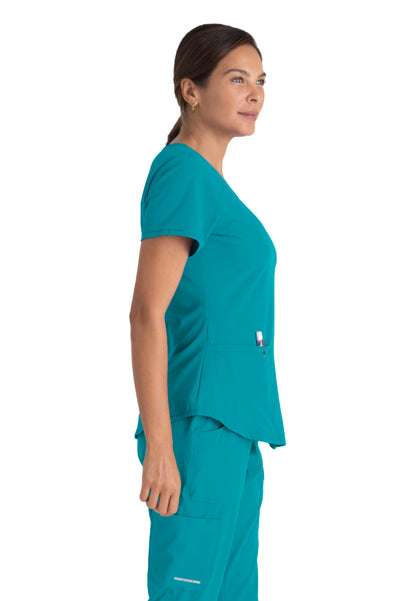 Blusa médica Breeze con cuello en V - Verde azulado