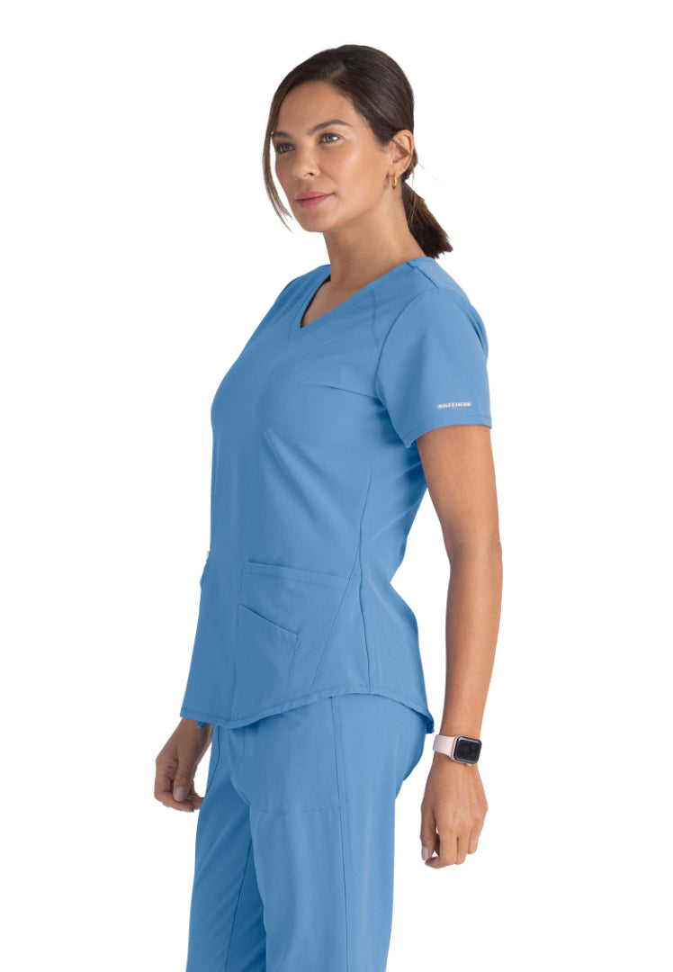 Sketchers™ "Breeze" V-Neck Scrub Top - Ciel Blue