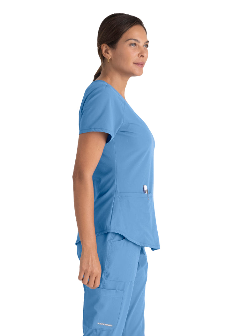 Sketchers™ "Breeze" V-Neck Scrub Top - Ciel Blue