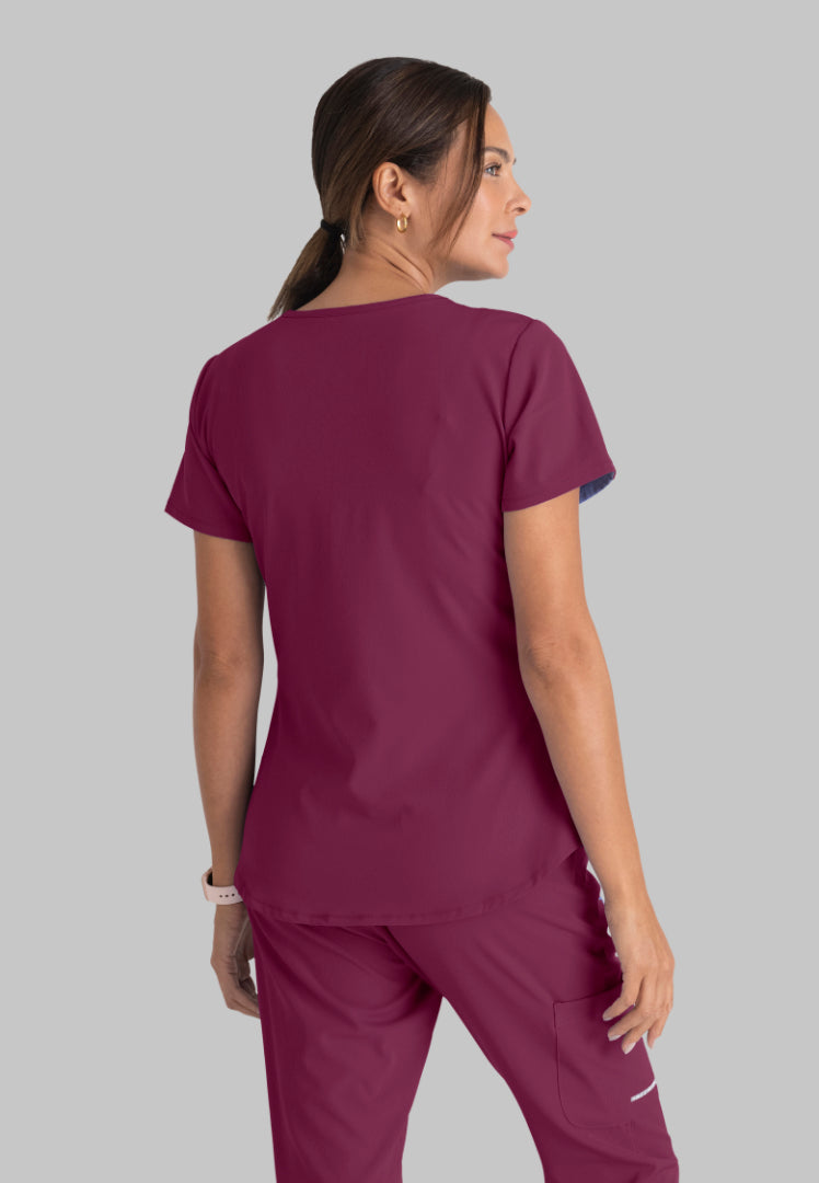 Sketchers™ "Breeze" V-Neck Scrub Top - Wine