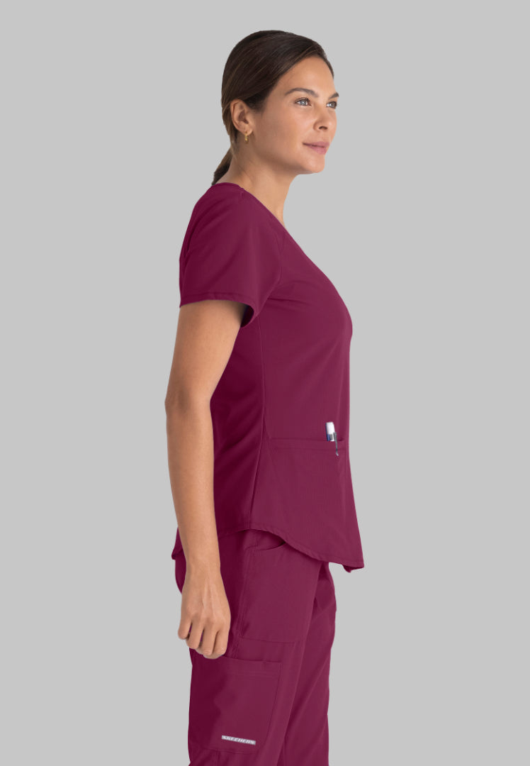 Sketchers™ "Breeze" V-Neck Scrub Top - Wine