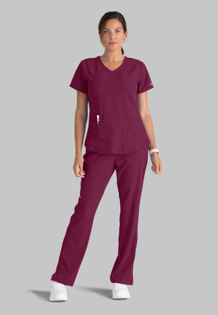 Sketchers™ "Breeze" V-Neck Scrub Top - Wine