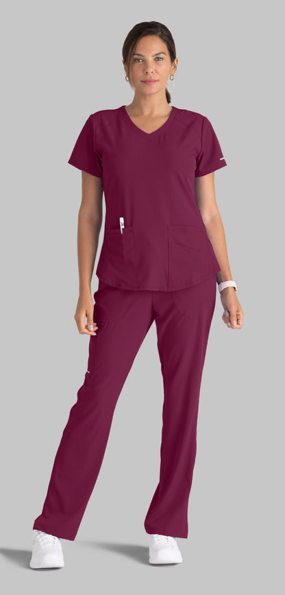 Pantalón Reliance de 3 bolsillos y corte plano - Vino